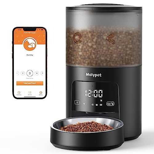 Automatic Cat Feeders - 5G WiFi Pet Feeder with APP Control, 4L Dry Food Dog Feeder with Low Food & Blockage Alarms, 1-10 Meals Per Day, Up to 10s Meal Call for Pets