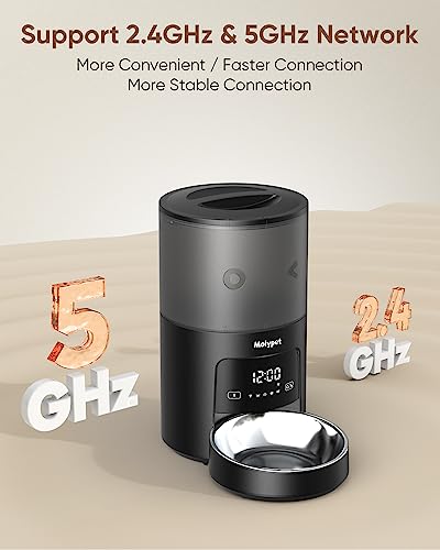 Automatic Cat Feeders - 5G WiFi Pet Feeder with APP Control, 4L Dry Food Dog Feeder with Low Food & Blockage Alarms, 1-10 Meals Per Day, Up to 10s Meal Call for Pets