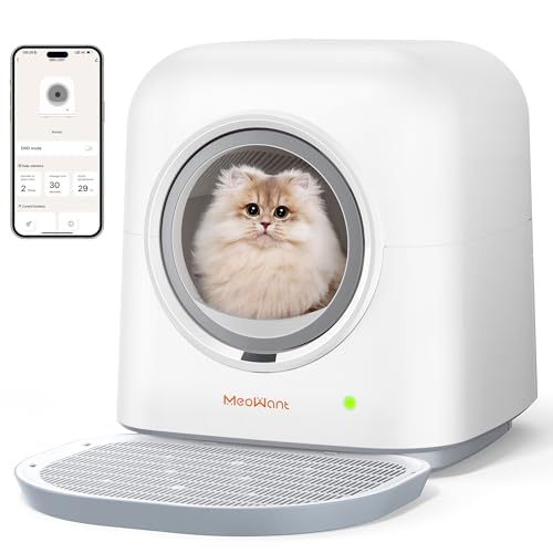 MeoWant Self Cleaning Cat Litter Box, 2024 New Upgrade Fully Enclosed Automatic Litter Box for Multi Cats, Ultra-Safe/APP Control/Odor Removal Smart Cat Litter Box with Mat & Liner & Deodorizer