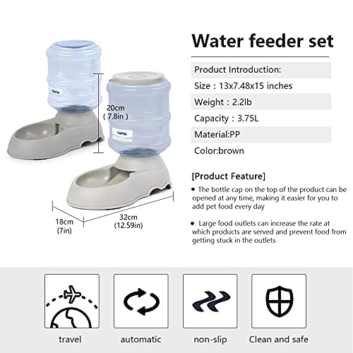 BLUERISE Pet Feeder and Water Food Dispenser Automatic for Dogs Cats, 100% BPA-Free, Gravity Refill, Easily Clean, Self Feeding for Small Large Pets Puppy Kitten Rabbit Bunny