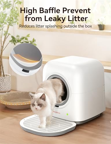 MeoWant Self Cleaning Cat Litter Box, 2024 New Upgrade Fully Enclosed Automatic Litter Box for Multi Cats, Ultra-Safe/APP Control/Odor Removal Smart Cat Litter Box with Mat & Liner & Deodorizer