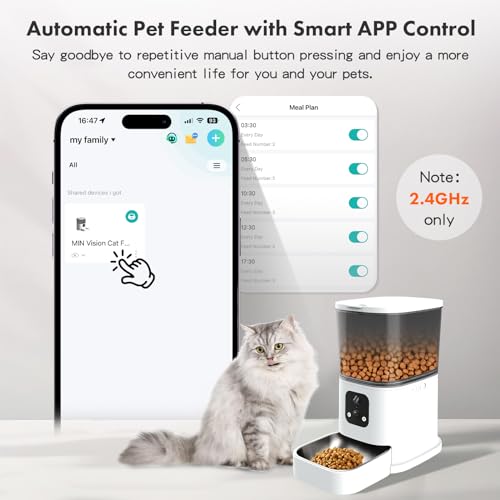 Abdtech Automatic Cat Feeder Dispenser: Pet Water Dispenser- Automatic Cat Feeder with 2 Camera - 5L Auto Dogs Feeder - Cat Food Bowl - Gravity Cat Feeder