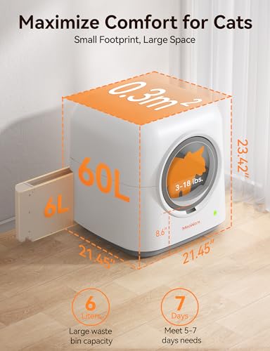 MeoWant Self Cleaning Cat Litter Box, 2024 New Upgrade Fully Enclosed Automatic Litter Box for Multi Cats, Ultra-Safe/APP Control/Odor Removal Smart Cat Litter Box with Mat & Liner & Deodorizer