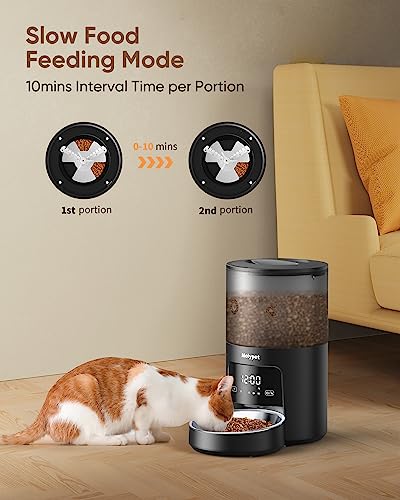 Automatic Cat Feeders - 5G WiFi Pet Feeder with APP Control, 4L Dry Food Dog Feeder with Low Food & Blockage Alarms, 1-10 Meals Per Day, Up to 10s Meal Call for Pets