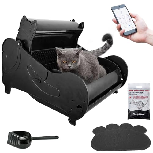 VCZONE Automatic Cat Litter Box, Self-Cleaning Cat Litter Box for Multiple Cats Ultra Cleaning, APP Control Low Noise Safety with Garbage Bags Cat Litter/Shovel/Mat