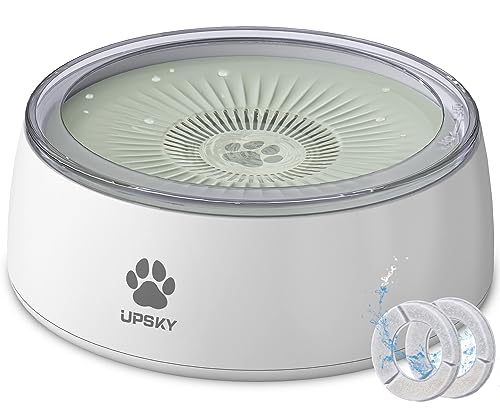 UPSKY 3L Dog Water Bowl 101oz Large No Spill Dog Bowl with Slow Feeder Mat, Splash Proof Pet Water Dispenser with Filters, Slow Drinking Bowl Vehicle Carried Travel Water Bowl for Dogs, Cats