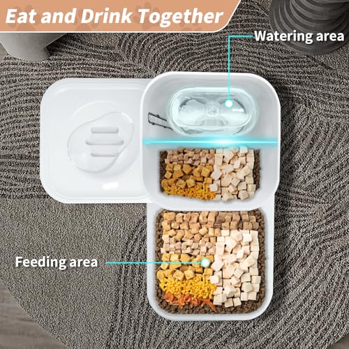 Automatic Cat Feeder and Water Dispenser Set, 2-in-1 Gravity Cat Food and Water Bowl Set, Automatic Pet Feeder and Water Dispenser for Cats and Small Dogs Puppy Kitten
