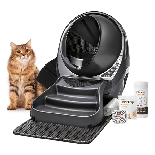 Litter-Robot 3 Pro Bundle by Whisker, Grey - Includes Litter-Robot, LitterTrap Mat, Fence, Ramp, OdorTrap, 6 OdorTrap Refills, 100 Liners, 6 Carbon Filters, Cleaner Wipes & WhiskerCare 1-Year Warranty