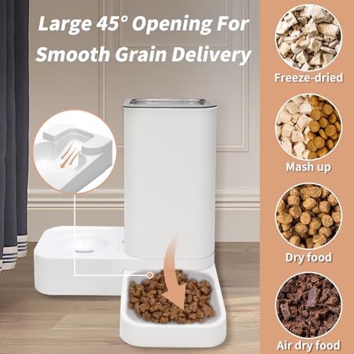 Automatic Cat Feeder and Water Dispenser Set, 2-in-1 Gravity Cat Food and Water Bowl Set, Automatic Pet Feeder and Water Dispenser for Cats and Small Dogs Puppy Kitten