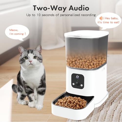 Abdtech Automatic Cat Feeder Dispenser: Pet Water Dispenser- Automatic Cat Feeder with 2 Camera - 5L Auto Dogs Feeder - Cat Food Bowl - Gravity Cat Feeder