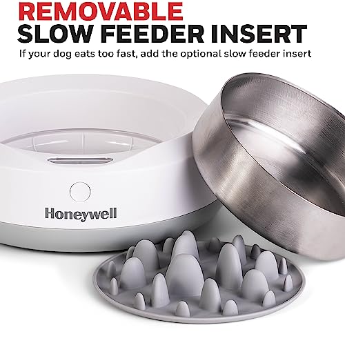 Honeywell Smart Pet Bowl with Built-in Food Scale and Removable Slow Feeder Insert, App-Based, WiFi Enabled, 2-Cup Capacity, USB Rechargeable, Ideal for Monitoring Pet's Eating Habits