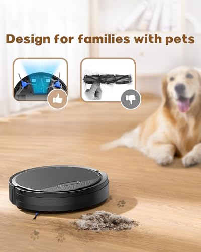 Pureatic Robot Vaccum, Vacuum and Mop Combo with 5000Pa Suction Power, Works with 2.4GWifi/ Alexa/App/, Self-Charging Vacuum Cleaner, Tangle-free, Ideal for Pet Hair,Carpet and Hard Floor