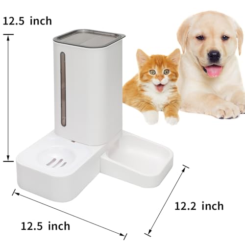 Automatic Cat Feeder and Water Dispenser Set, 2-in-1 Gravity Cat Food and Water Bowl Set, Automatic Pet Feeder and Water Dispenser for Cats and Small Dogs Puppy Kitten