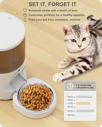 Edcsi Smart Automatic Cat Feeder, WiFi Pet Feeder with APP Control for Remote Feeding,Detachable for Easy Clean, Automatic Cat Food Dispenser, Meals Per Day for Large Dog (6L/25Cup)
