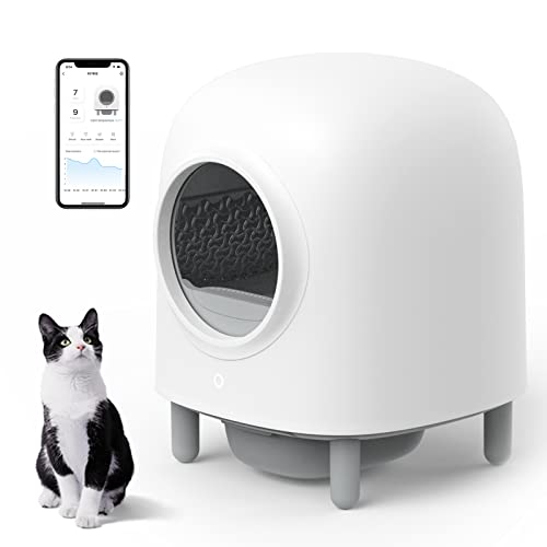 100% Safe Self Cleaning Cat Litter Box - The Game Changer for Cat Owners, Latest Model Automatic Cat Litter Box with APP Control, Odor Removal, Large Space for Multiple Cats