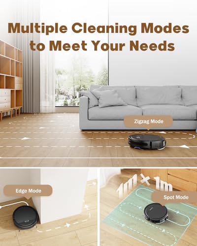 Pureatic Robot Vaccum, Vacuum and Mop Combo with 5000Pa Suction Power, Works with 2.4GWifi/ Alexa/App/, Self-Charging Vacuum Cleaner, Tangle-free, Ideal for Pet Hair,Carpet and Hard Floor