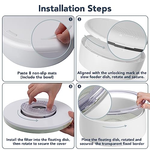 UPSKY 3L Dog Water Bowl 101oz Large No Spill Dog Bowl with Slow Feeder Mat, Splash Proof Pet Water Dispenser with Filters, Slow Drinking Bowl Vehicle Carried Travel Water Bowl for Dogs, Cats
