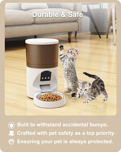 Edcsi Smart Automatic Cat Feeder, WiFi Pet Feeder with APP Control for Remote Feeding,Detachable for Easy Clean, Automatic Cat Food Dispenser, Meals Per Day for Large Dog (6L/25Cup)