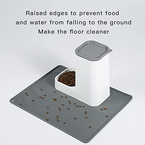 Marchul Cat Feeder and Water Dispenser Set with Silicone Mat, Automatic Cat Feeder 4.63lb, Gravity Automatic Water Dispenser 1 Gallon, Cat and Dog Feeders with Pet Food Scoop Sponge Bottle Brush