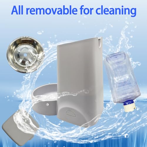 Pets Automatic Gravity Feeder Dogs 2.8L Food & 4L Water Dispenser Set with Stainless Steel Bowl for Small Medium Big Puppy Kitten(Light Gray)