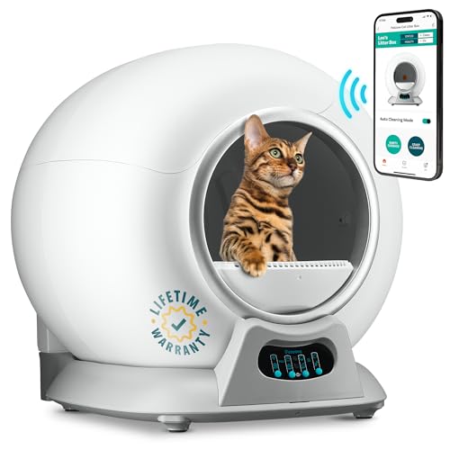 PetCove Cat Robot Automatic Litter Box, Self Cleaning Litter Box, Scoop free covered automatic Cat Litter Box Self-Cleaning for Multiple Cats Ultra Cleaning -Odor Removal -APP Control Smart Litter Box