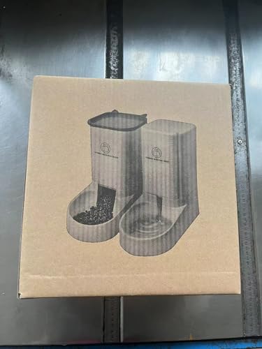 Marchul Cat Feeder and Water Dispenser Set with Silicone Mat, Automatic Cat Feeder 4.63lb, Gravity Automatic Water Dispenser 1 Gallon, Cat and Dog Feeders with Pet Food Scoop Sponge Bottle Brush
