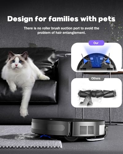 Pureatic Robot Vacuum and Mop Combo, 5000Pa Robot Vaccum, WiFi/Alexa/App/Remote Control, Quiet Robotic Vacuum Cleaner with Voice Control, Self-Charging, Ideal for Pet Hair, Hard Floor, Carpet