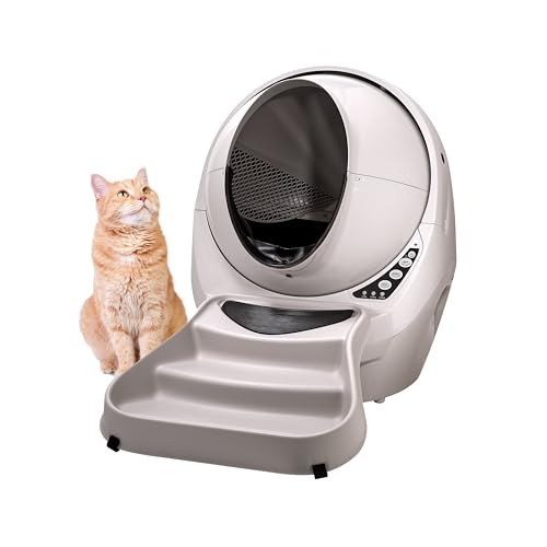 Litter-Robot 3 Connect & Ramp by Whisker, Beige - Automatic, Self-Cleaning Cat Litter Box, App Controlled, Helps Reduce Litter Box Odors, Works with Any Clumping Litter, WhiskerCare 1-Year Warranty