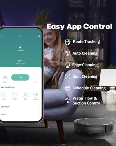 Pureatic Robot Vacuum and Mop Combo, 5000Pa Robot Vaccum, WiFi/Alexa/App/Remote Control, Quiet Robotic Vacuum Cleaner with Voice Control, Self-Charging, Ideal for Pet Hair, Hard Floor, Carpet