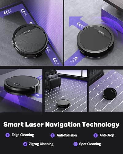 Pureatic Robot Vacuum and Mop Combo, 5000Pa Robot Vaccum, WiFi/Alexa/App/Remote Control, Quiet Robotic Vacuum Cleaner with Voice Control, Self-Charging, Ideal for Pet Hair, Hard Floor, Carpet