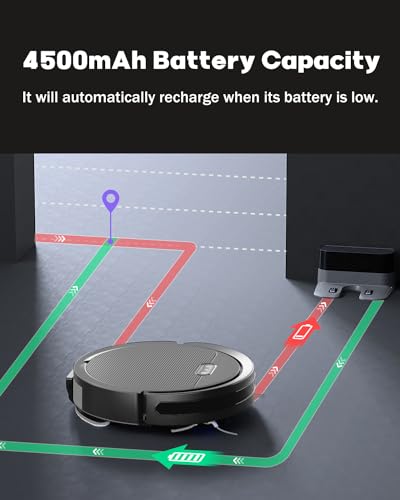 Pureatic Robot Vacuum and Mop Combo, 5000Pa Robot Vaccum, WiFi/Alexa/App/Remote Control, Quiet Robotic Vacuum Cleaner with Voice Control, Self-Charging, Ideal for Pet Hair, Hard Floor, Carpet
