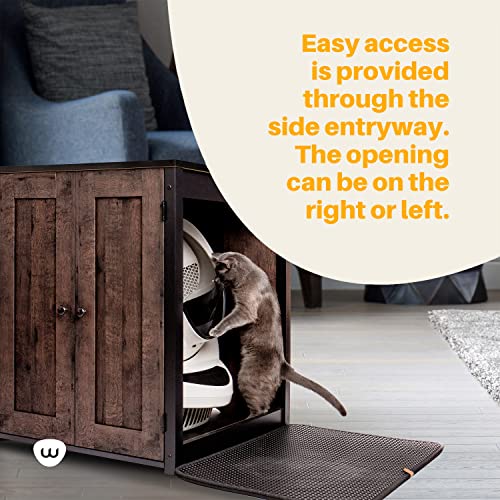 Litter-Robot Storage Cabinet and Litter Box Enclosure by Whisker, Coffee Oak Finish, 30.7" W x 28.1" D x 34.3" H, Stylish and Durable Hidden Litter Box Furniture