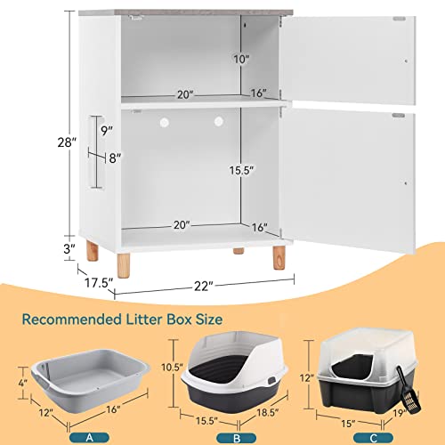 Petsfit Litter Box Enclosure, Odor-Free Design, Storage Cabinet, Easy-Clean, and Stylish Hidden Litter Box Furniture White