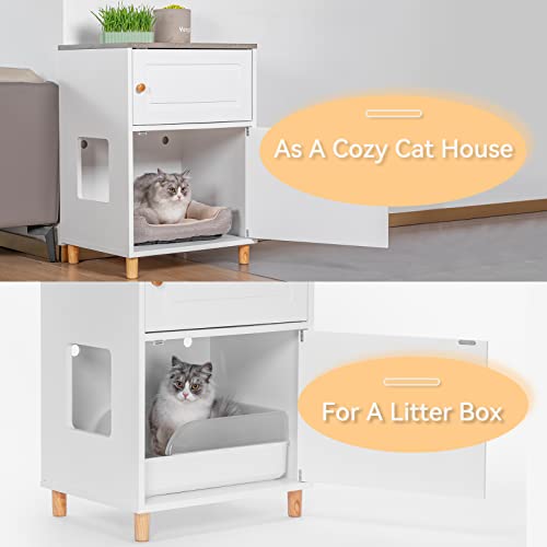 Petsfit Litter Box Enclosure, Odor-Free Design, Storage Cabinet, Easy-Clean, and Stylish Hidden Litter Box Furniture White
