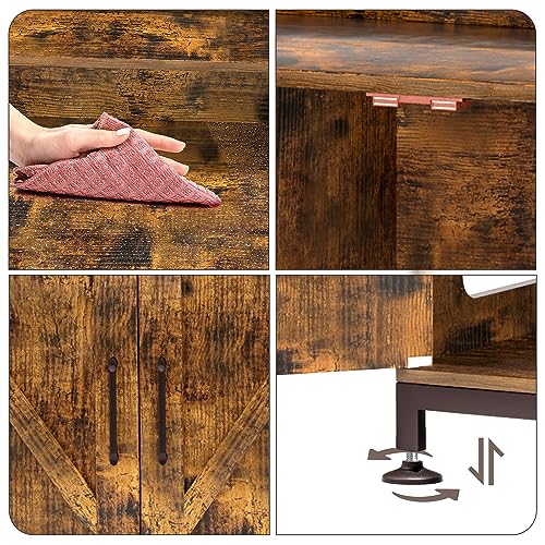 Herture Large Cat Litter Box Enclosure for 2 Cats, Cat Litter Box Furniture Hidden Litter Box Furniture with Shelf, Wooden Cat Washroom Furniture, Cat House, Brown PG05MWN