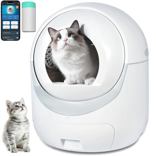 Extra Large Self Cleaning Cat Litter Box 80L with APP Control 2.0 Smart Odor Removal Automatic Cat Litter Box Safety Protection Health Monitor for Multiple Cats