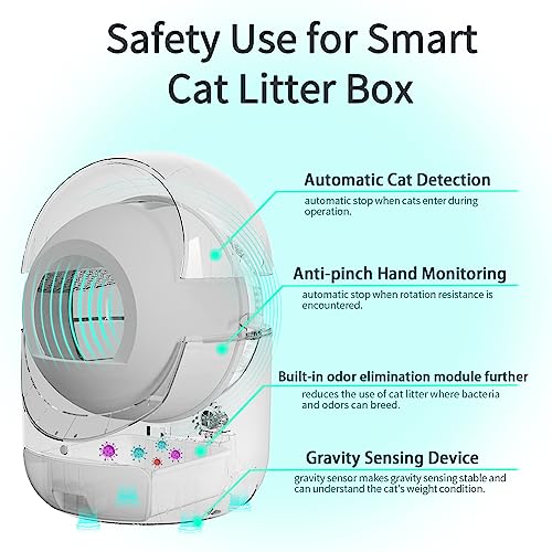 Extra Large Self Cleaning Cat Litter Box 80L with APP Control Smart Odor Removal Automatic Cat Litter Box Safety Protection Health Monitor for Multiple Cats