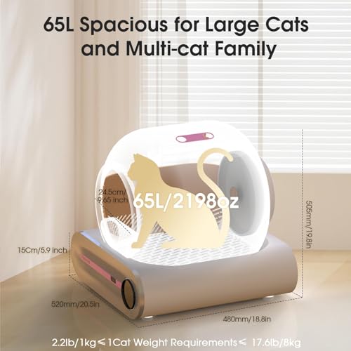 OSEVEN Self-Cleaning Cat Litter Box with APP Control- Weight Tracking&Health Monitoring, Automatic Litter Box with Odor