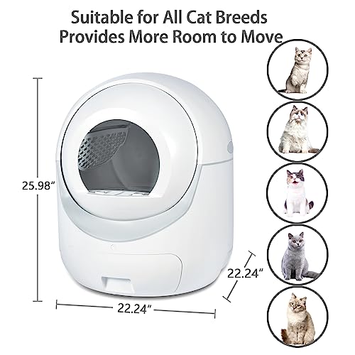 Extra Large Self Cleaning Cat Litter Box 80L with APP Control Smart Odor Removal Automatic Cat Litter Box Safety Protection Health Monitor for Multiple Cats