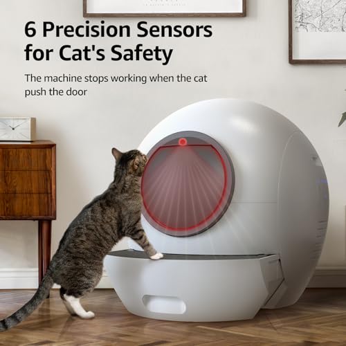 Self Cleaning Cat Litter Box, Upgraded Automatic Cat Litter Box Self Cleaning for Multi Cats, 60L Smart Litter Box with Mat Safety Protection/Odor Removal 1-Year Machine KungFuPet W-arranty