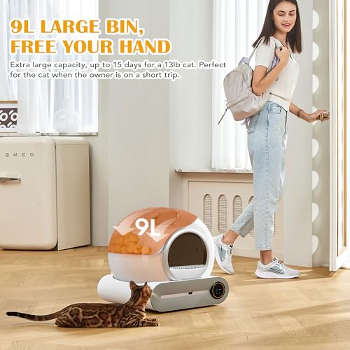 NEOCOZY Self-Cleaning Cat Litter Box, Litter Box with Infrared Detector and Weight Sensors, Automatic Cat Litter Box with Odor Removal, 65L+9L Large Capacity,Self Cleaning Litter Box for Multiple Cats