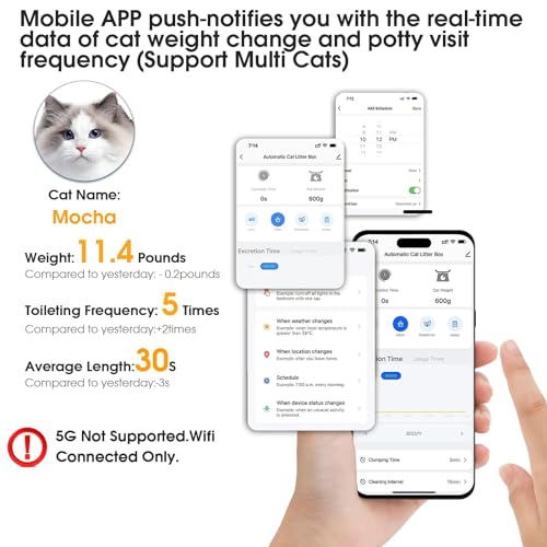 OSEVEN Self-Cleaning Cat Litter Box with APP Control- Weight Tracking&Health Monitoring, Automatic Litter Box with Odor