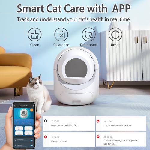 Extra Large Self Cleaning Cat Litter Box 80L with APP Control 2.0 Smart Odor Removal Automatic Cat Litter Box Safety Protection Health Monitor for Multiple Cats