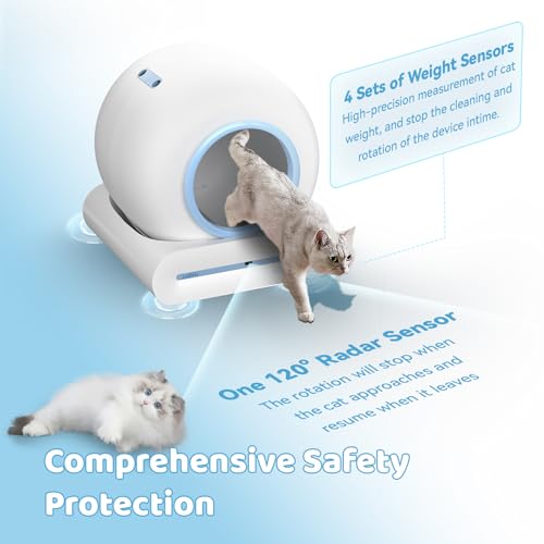 LaBeta Automatic Cat Litter Box Self Cleaning, Electric Robot Kitty Litter Box with App Control, Smart Litter Box with Mat & Liner, 65L+9L Large Capacity for Multiple Cats-2024 New Version