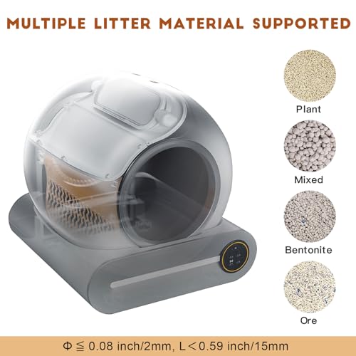 Upgraded Automatic Cat Litter Box, Self Cleaning Cat Litter Box 65L Extra Large Capacity Cleaning Robot, APP Control/Odor Removal/Safety Protection/Low Noise Litter Box for Multiple Cats