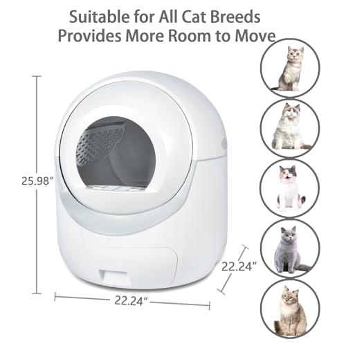 Extra Large Self Cleaning Cat Litter Box 80L with APP Control 2.0 Smart Odor Removal Automatic Cat Litter Box Safety Protection Health Monitor for Multiple Cats