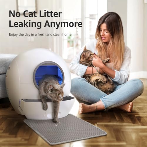 Self Cleaning Cat Litter Box, Upgraded Automatic Cat Litter Box Self Cleaning for Multi Cats, 60L Smart Litter Box with Mat Safety Protection/Odor Removal 1-Year Machine KungFuPet W-arranty