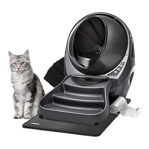 Litter-Robot 3 Connect Core Bundle by Whisker, Grey - includes Automatic, Self-Cleaning Litter Box, LitterTrap Mat, Fence, Ramp, 25 Liners, 3 Carbon Filters & WhiskerCare 1-Year Warranty