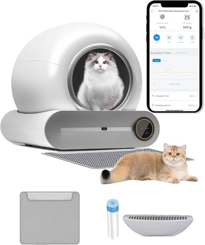 Automatic Cat Litter Box Self Cleaning Scooping-Free Litter Box Robot with 65+9L Capacity/Sensor Safety/App Control for Multiple Cats