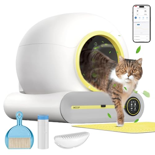 Self Cleaning Cat Litter Box Robot 4th, 65L+9L Large Automatic Cat Litter Box with Odor-Removal Design&Weight Monitoring Function, APP Remote Smart Control, for Multiple Cats【2024 Optimized Version】